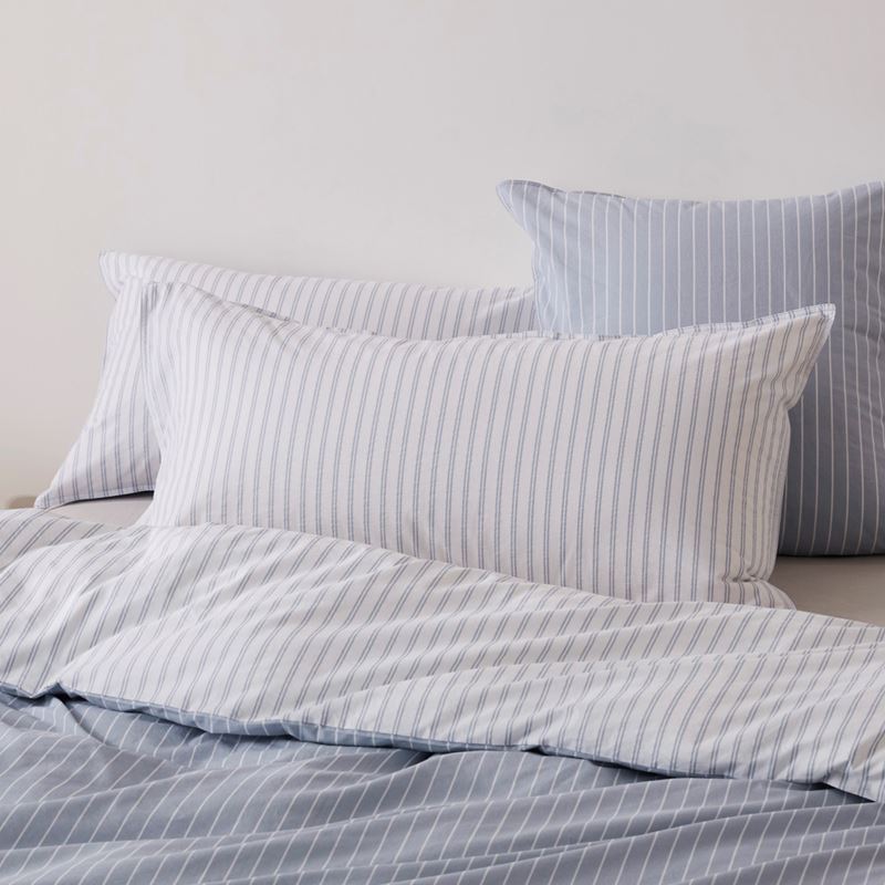 Stonewashed Cotton Blue Stripe Quilt Cover Separates