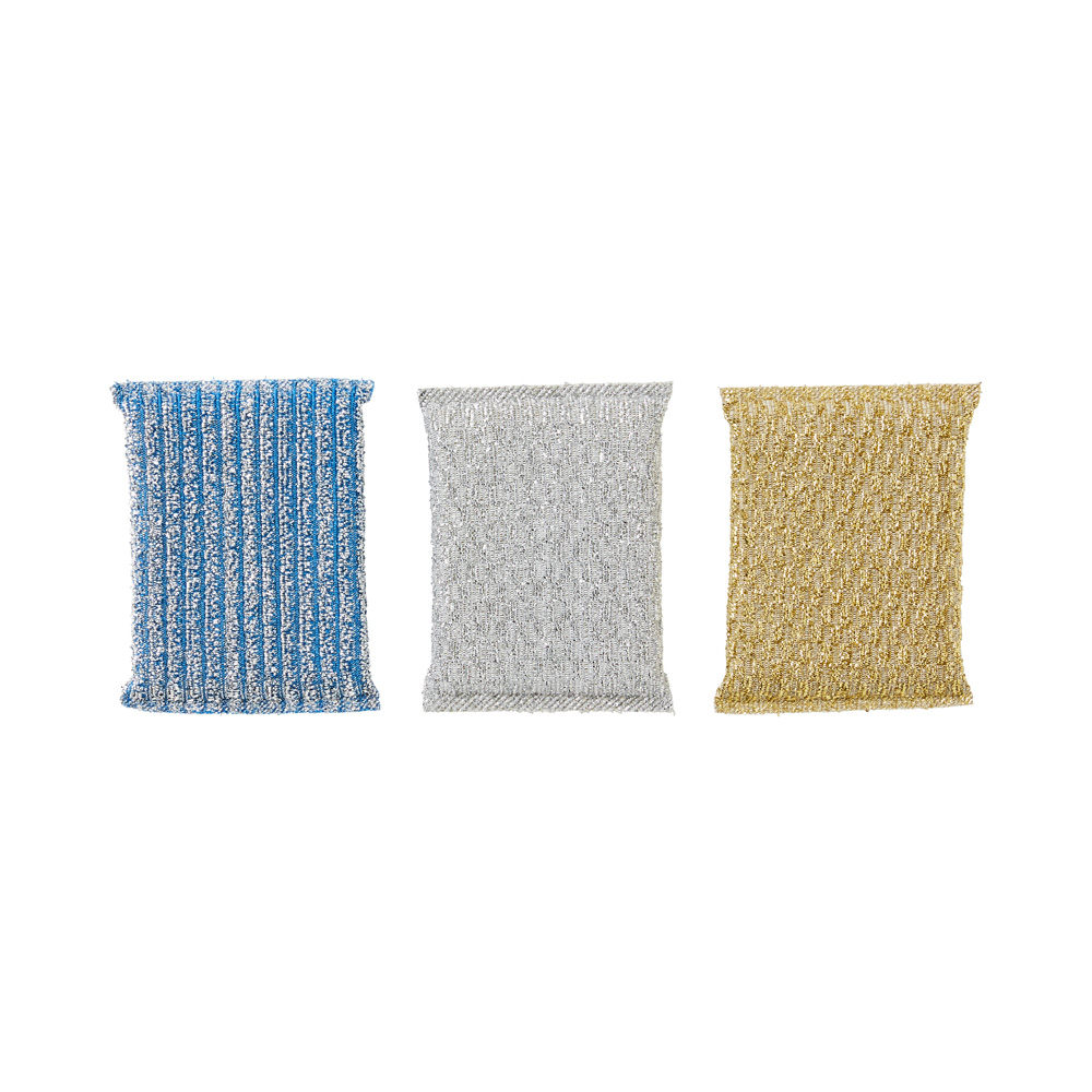 Remi Silver, Gold & Blue Metallic Thread Sponge Pack of 3
