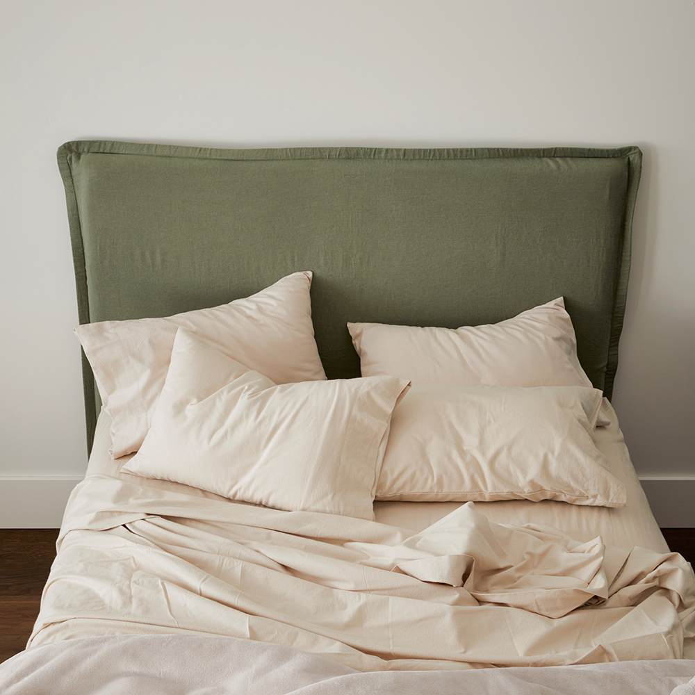 Stockholm Forest Belgian Linen Bedhead Slip Cover