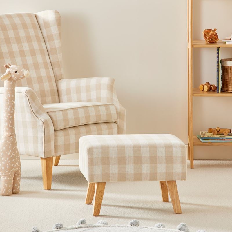 2 in 1 Gingham Nursery Chair