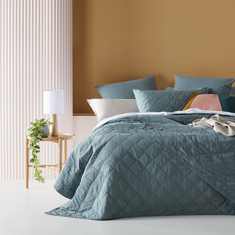 Stonewashed Cotton Sage Quilted Coverlet Separates