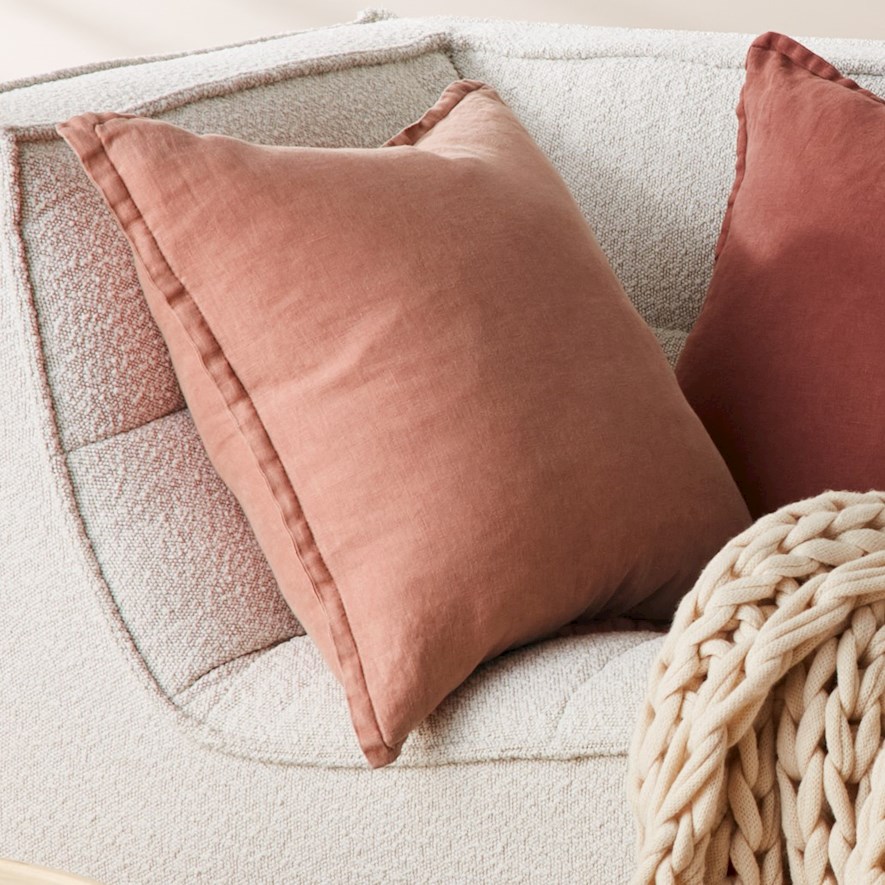 Belgian Dusty Rose Vintage Washed Linen Cushion