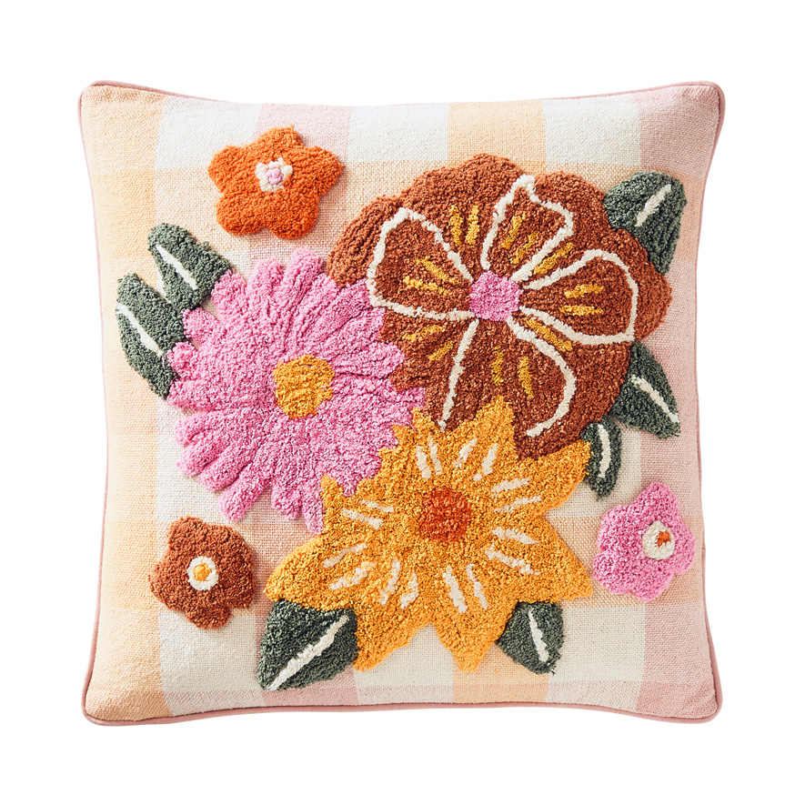 Peggy Floral Pink Tufted Cushion