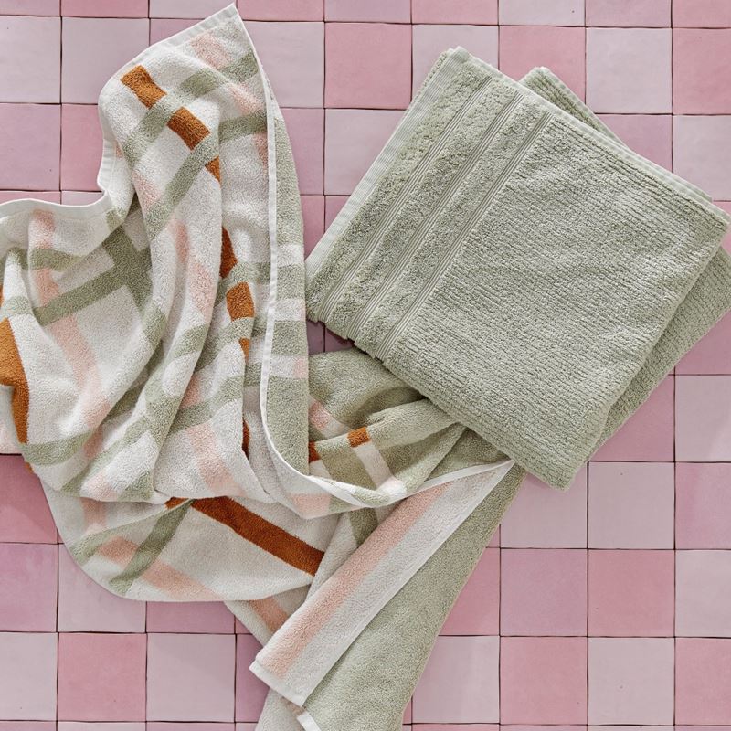 Dylon Nude Pink Multi Stripe Check Towel Range