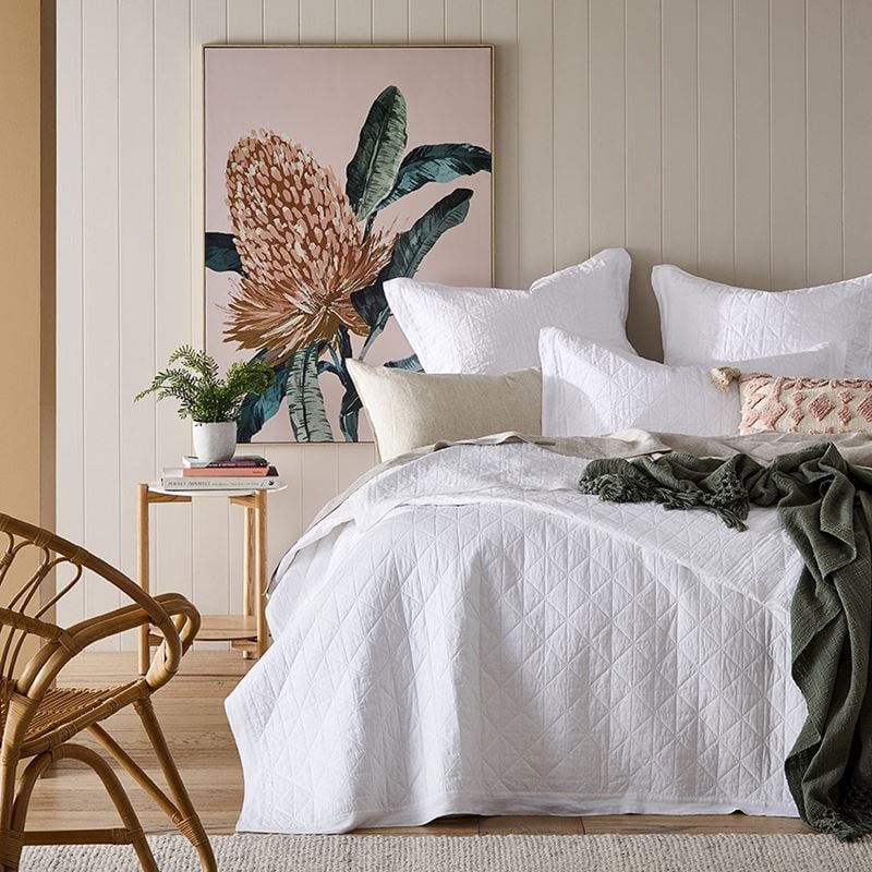 Vintage Washed Linen White Coverlet Separates