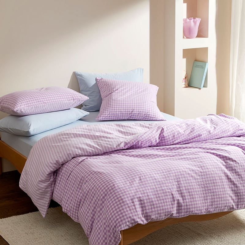 Carrie Lilac Gingham Quilt Cover Set + Separates