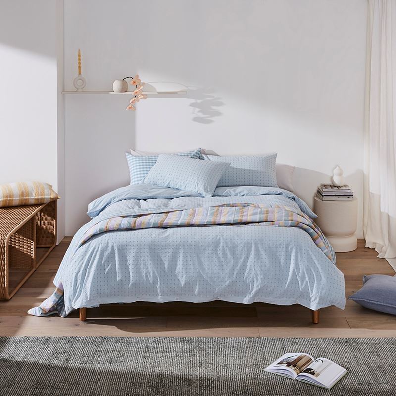 Remi Soft Blue Quilt Cover Set + Separates