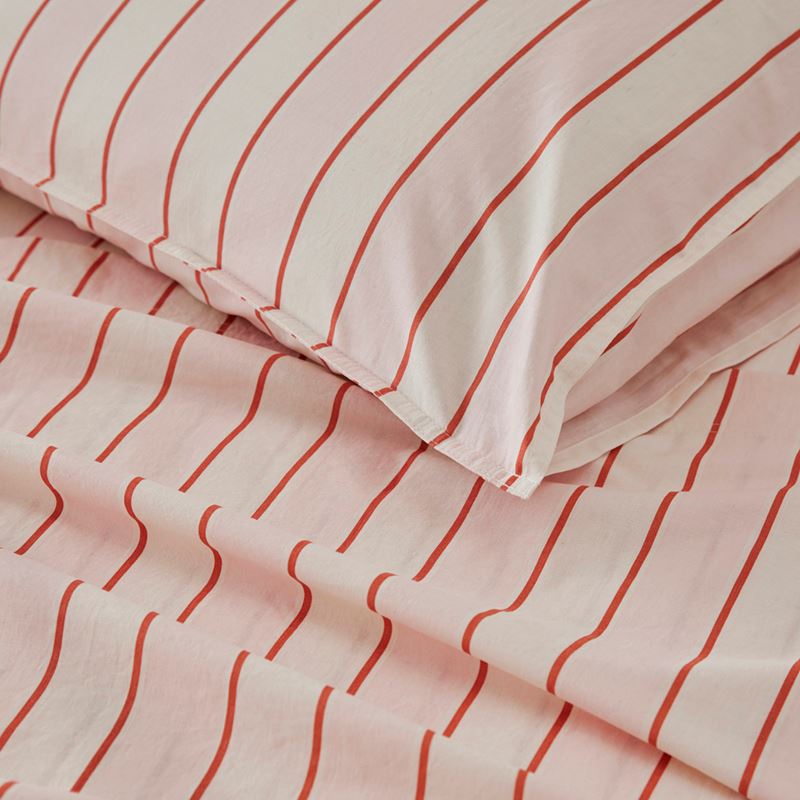 Stonewashed Cotton Sunset Stripe Paprika Sheet Separates