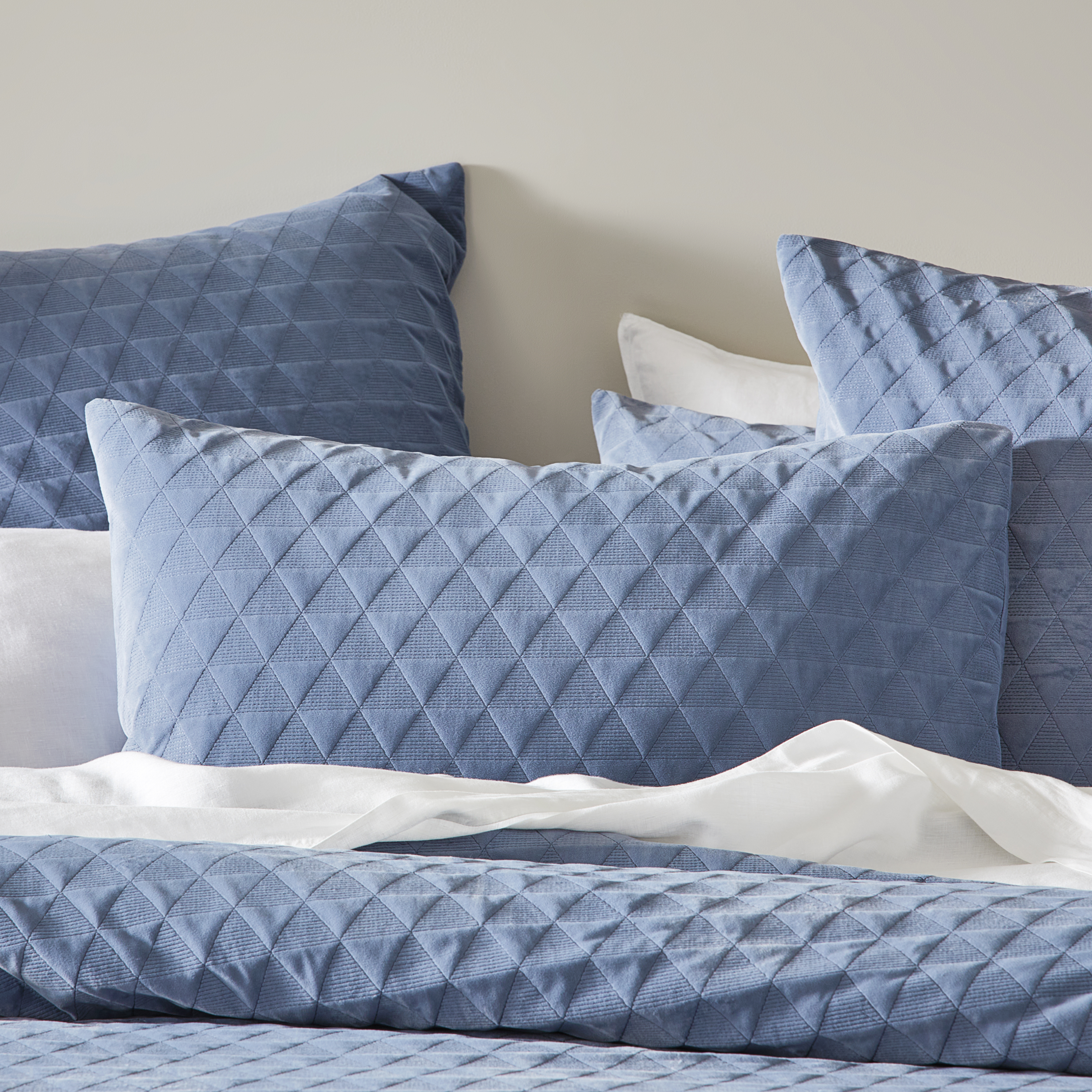Cairo Slate Velvet Quilted Pillowcase
