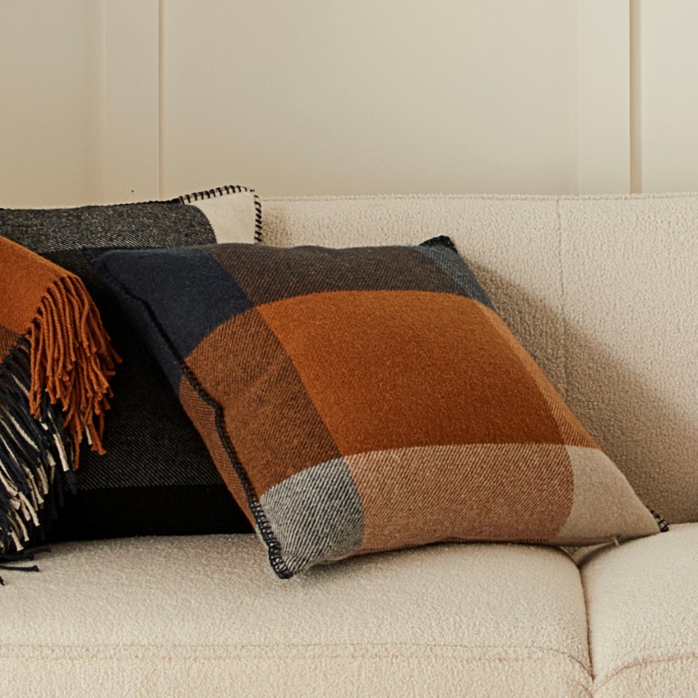 Holland Navy & Brown Wool Cushion