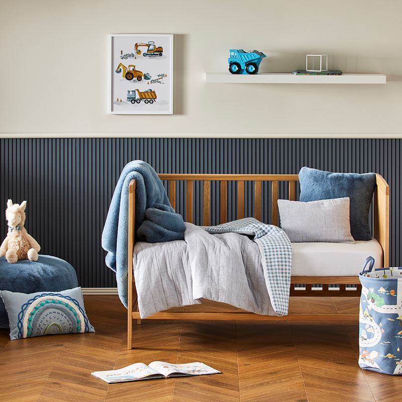 Aston Chambray Quilted Blue Quilt Cover Set