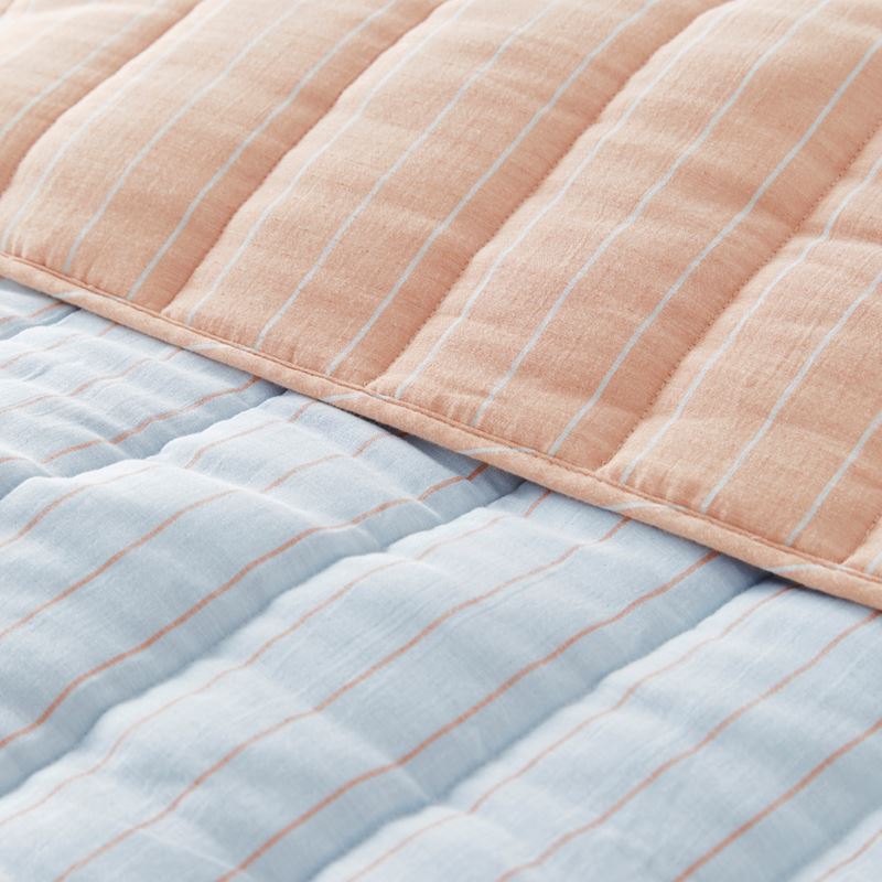 Cove Sky Blue Stripe Quilted Coverlet Separates