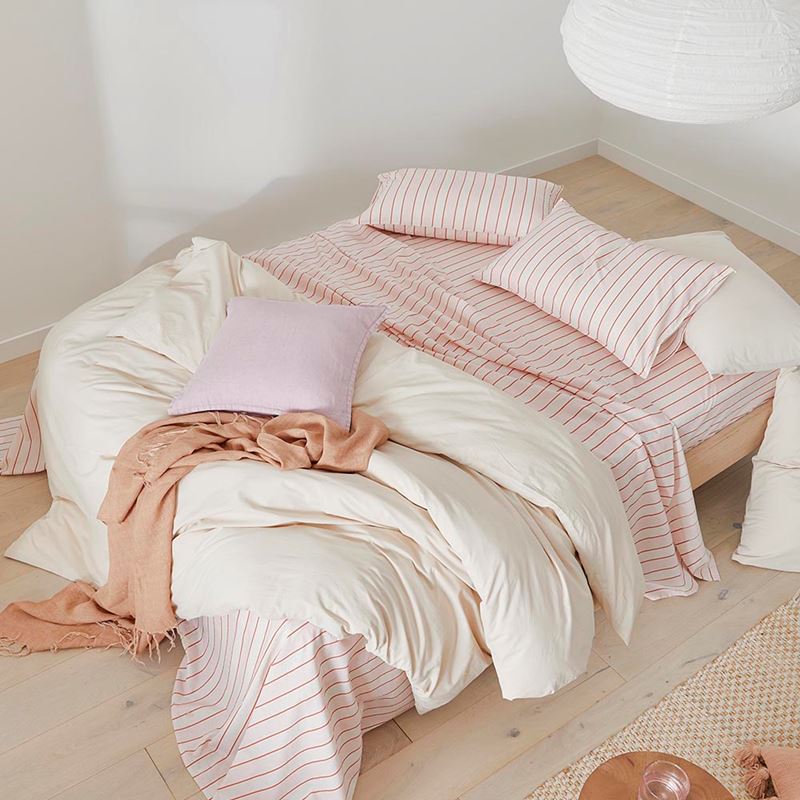Stonewashed Cotton Sunset Stripe Paprika Sheet Separates