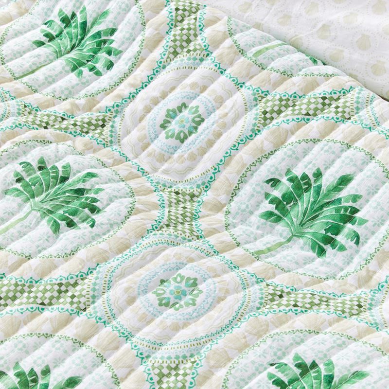 Florida Palm Green Quilted Quilt Cover Separates