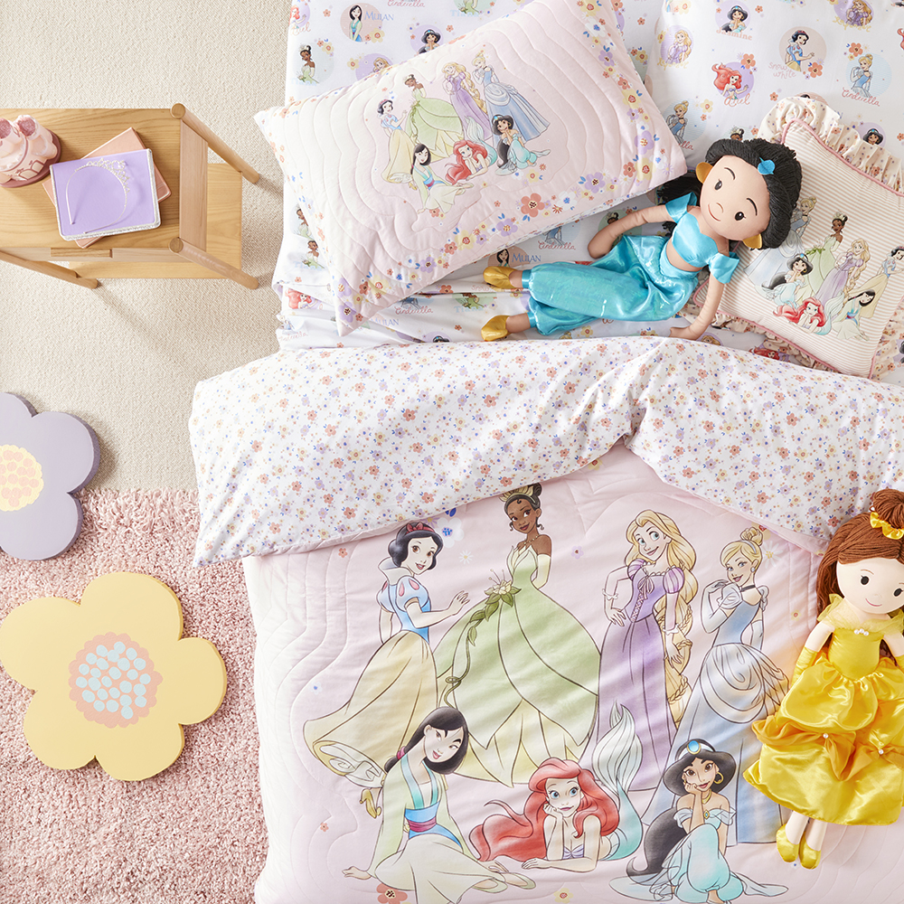 Disney Flower Princess Pink Quilted Quilt Cover Set