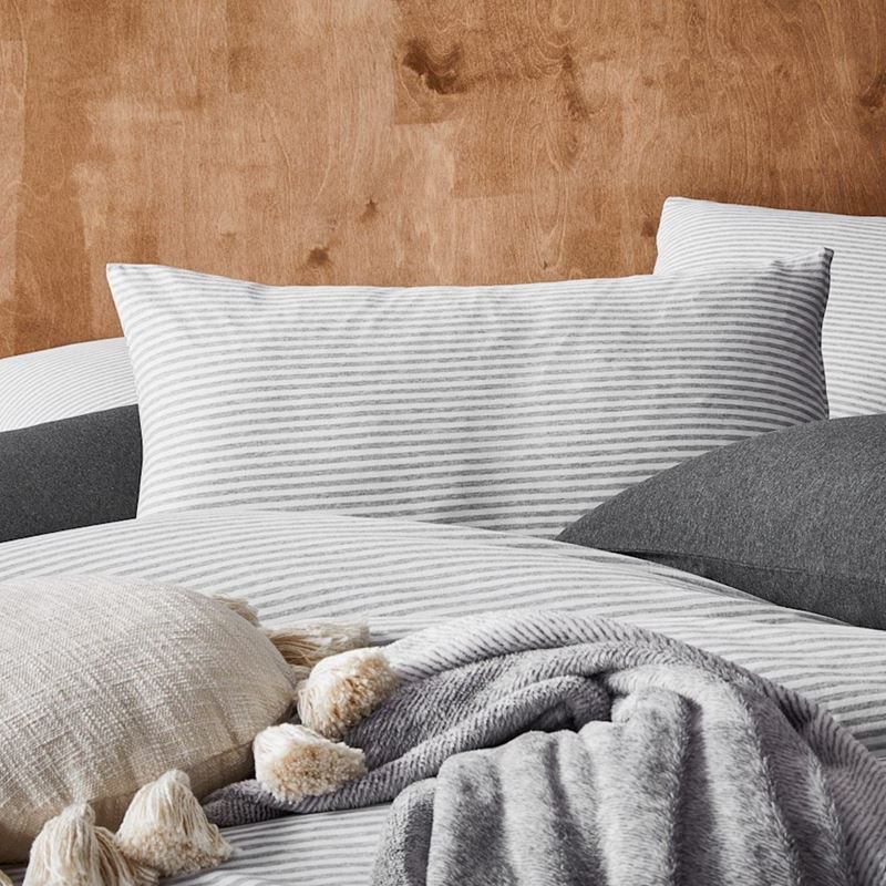 Ultra Soft Jersey Grey Stripe Quilt Cover Separates