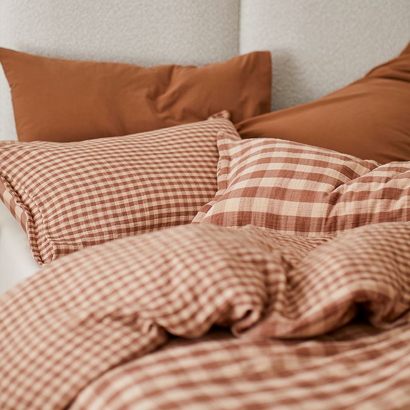 New York Cappuccino Check Quilt Cover Separates