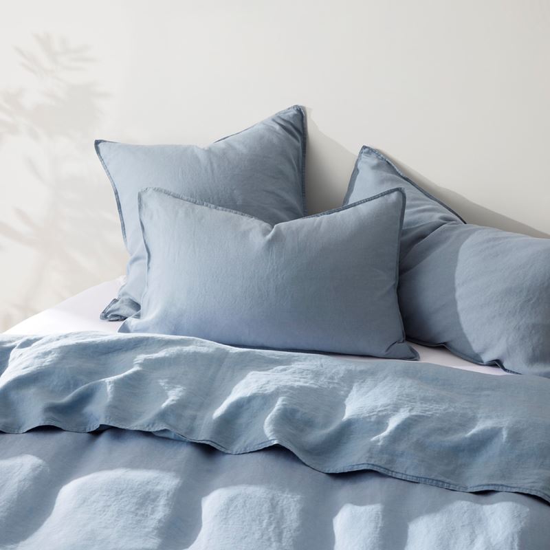 Vintage Washed Linen Dusk Blue Quilt Cover + Separates