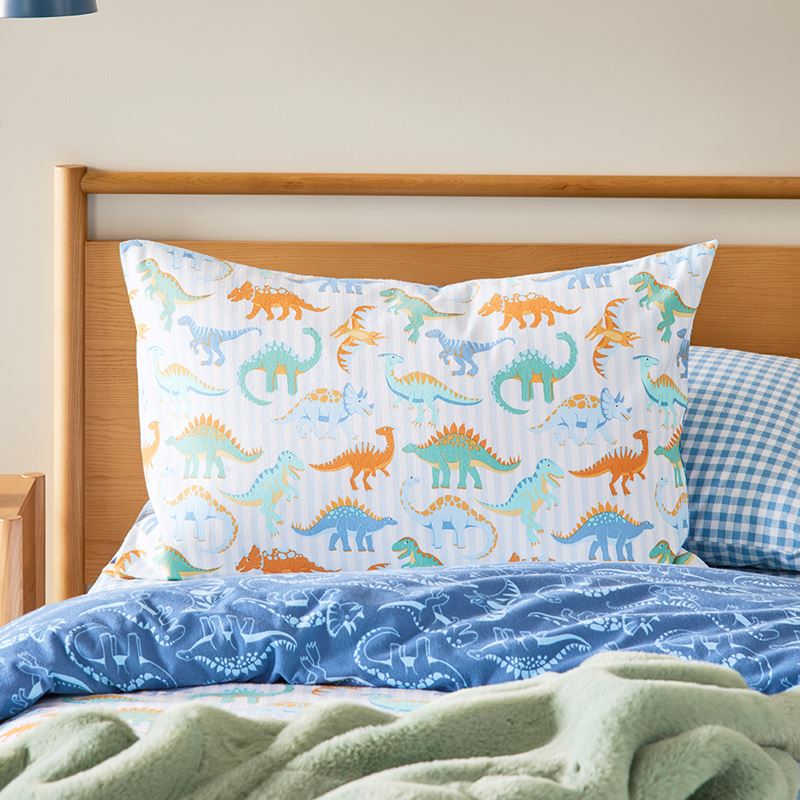 Dino Park Blue Flannelette Quilt Cover Set