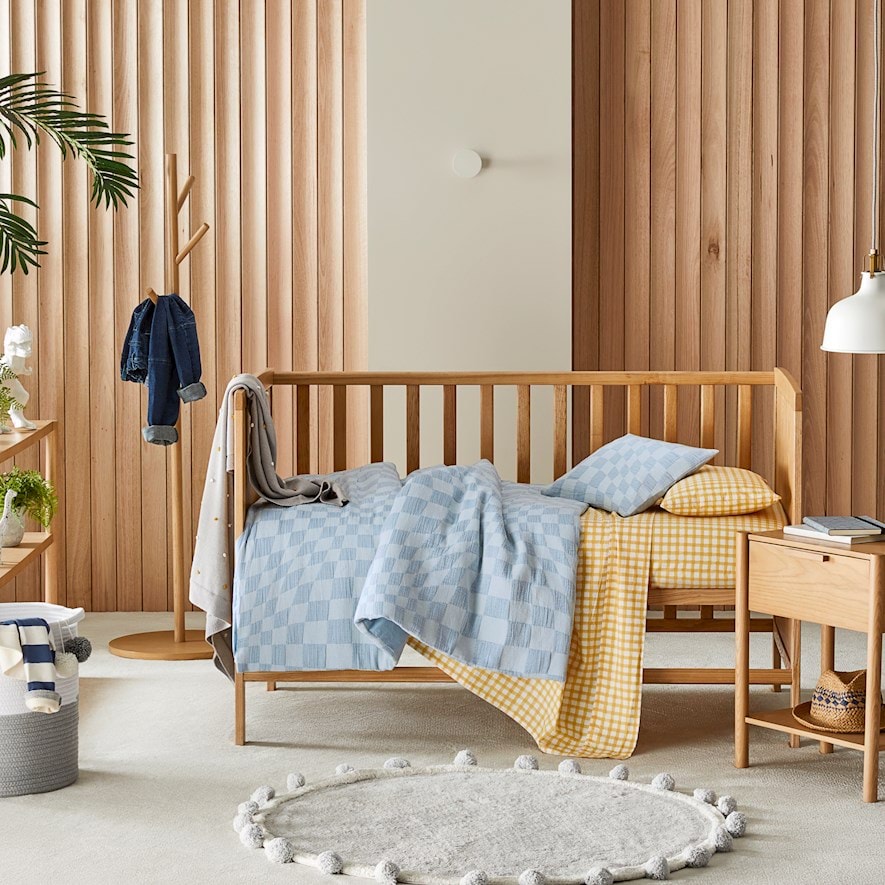 Cisco Blue Jacquard Cot Quilt Cover Set