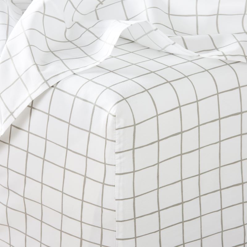 1500TC Brooklyn Printed Silver Grid Sheet Separates