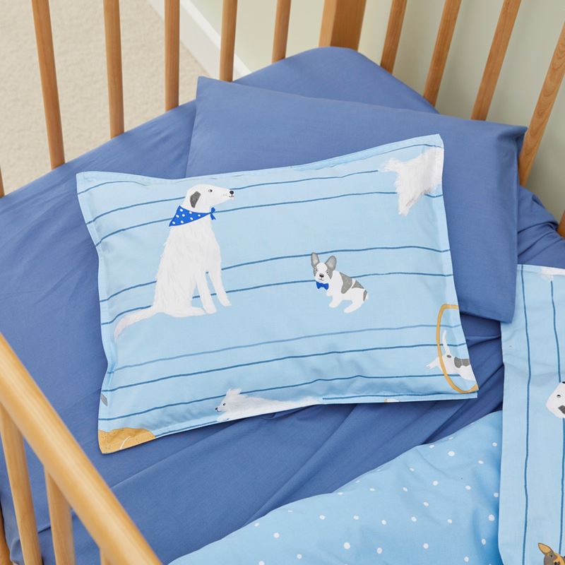Puppy Love Blue Cot Quilt Cover Set
