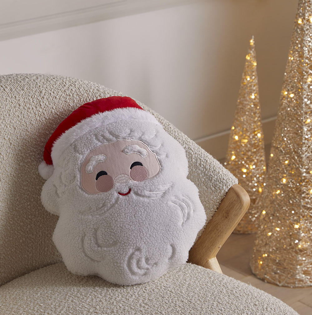 Jolly Santa White Christmas Cushion