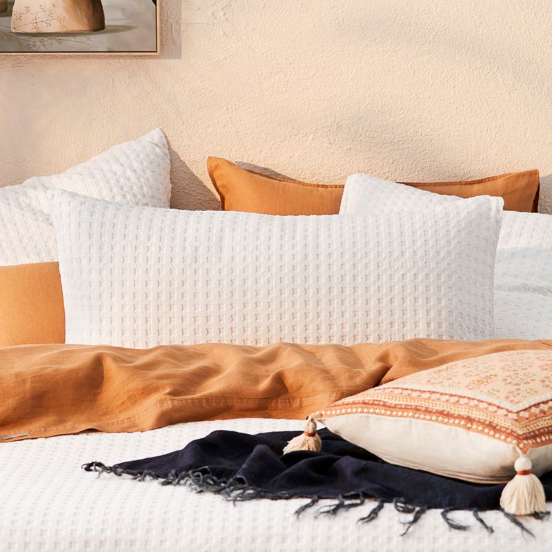 Manhattan Waffle White Quilt Cover Set + Separates