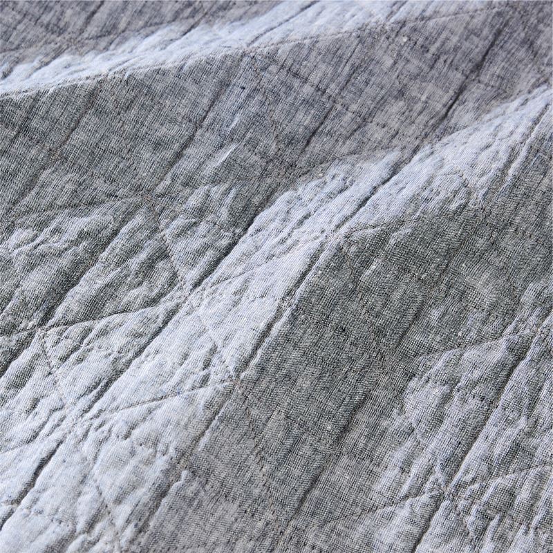 Vintage Washed Linen Navy Marle Quilted Pillowcases