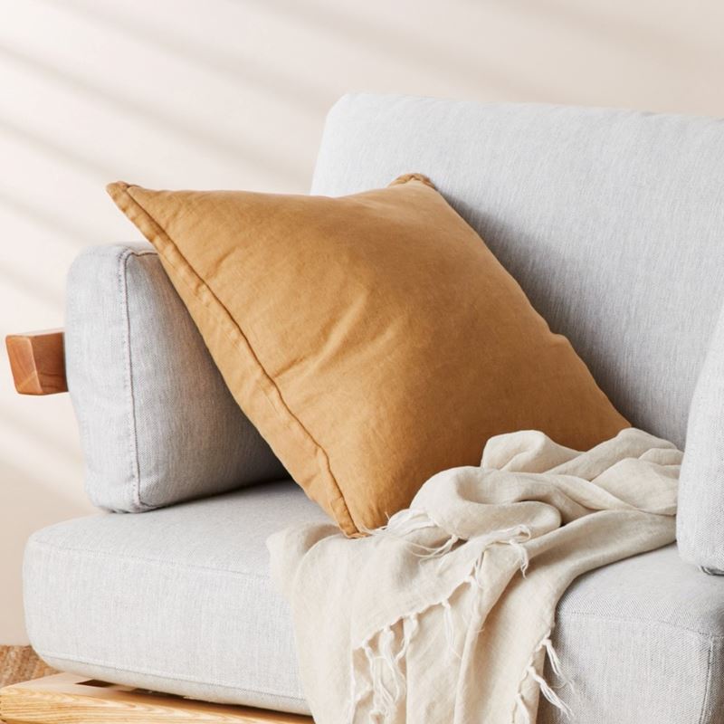 Belgian Tobacco Vintage Washed Linen Cushion