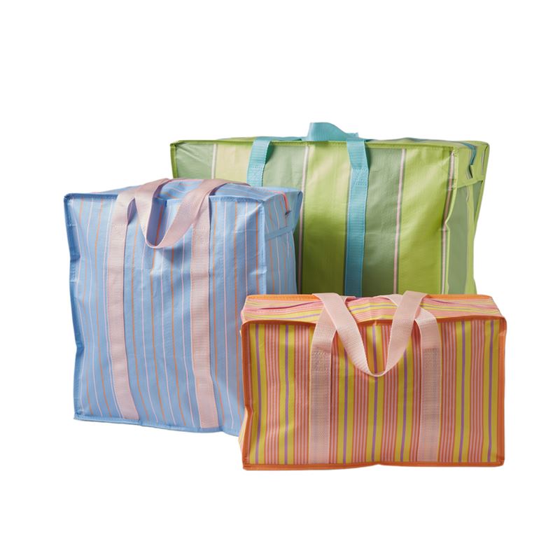 Pink Stripe Small Coated Storage Bag