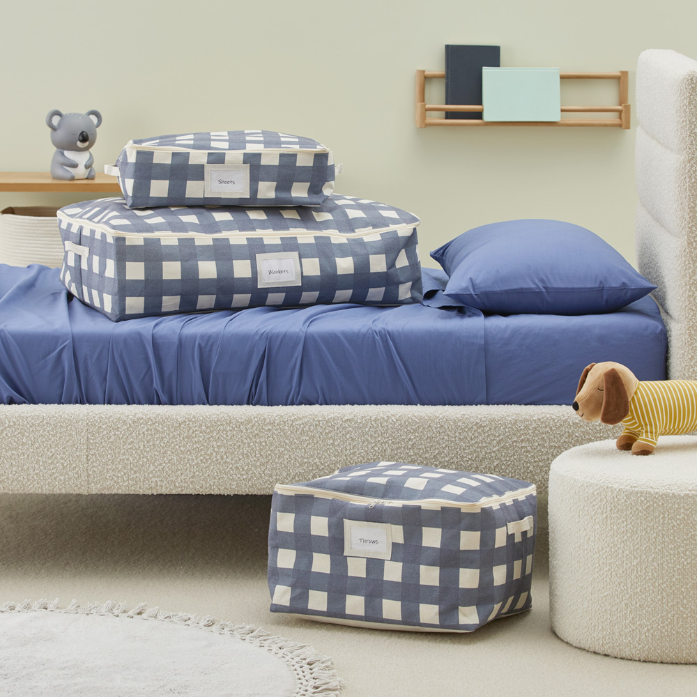 Slate Blue Gingham Storage Bags