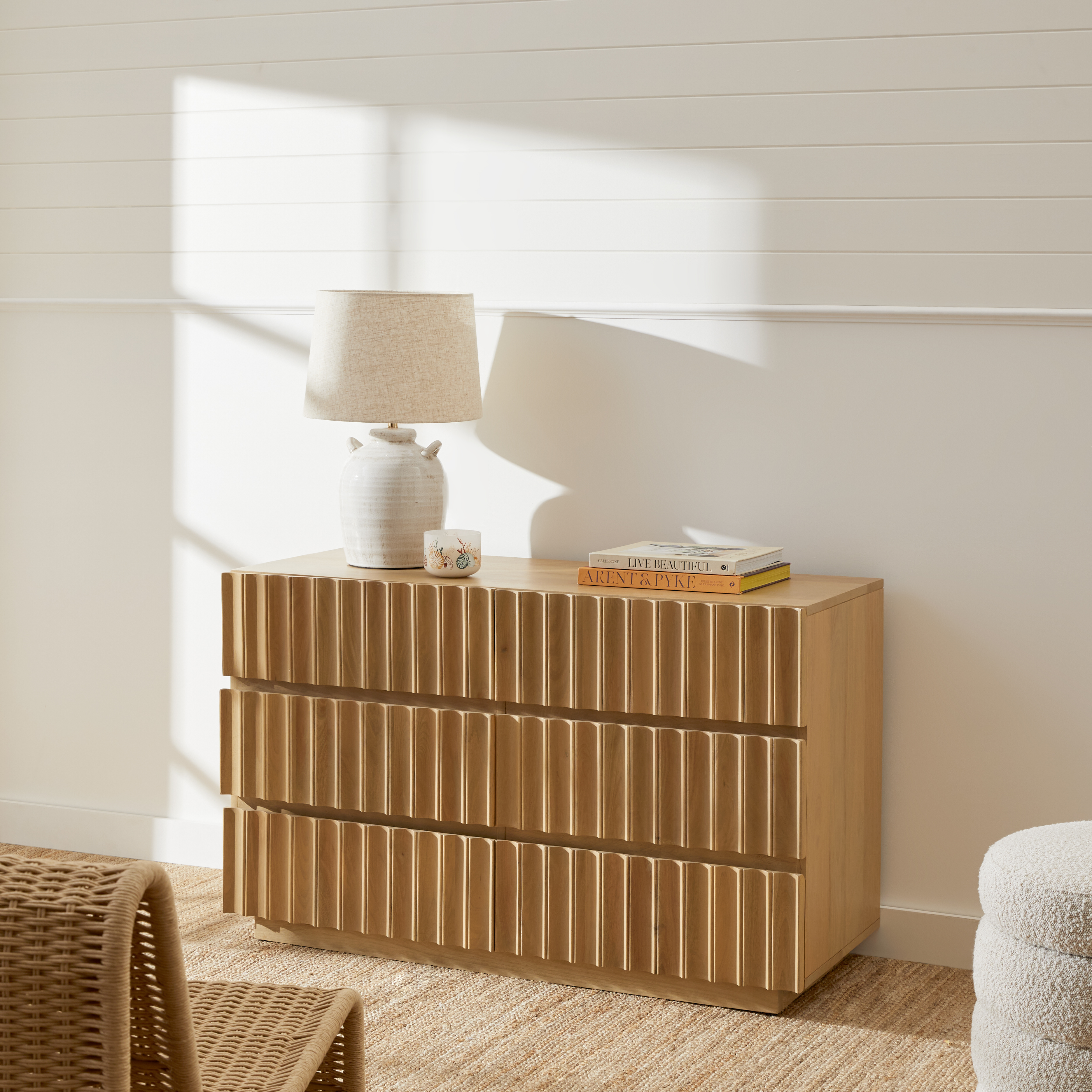Bari Natural 6 Drawer Chest