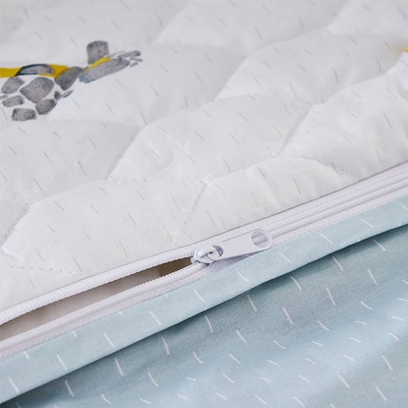 Under Construction White Quilted Cot Quilt Cover Set