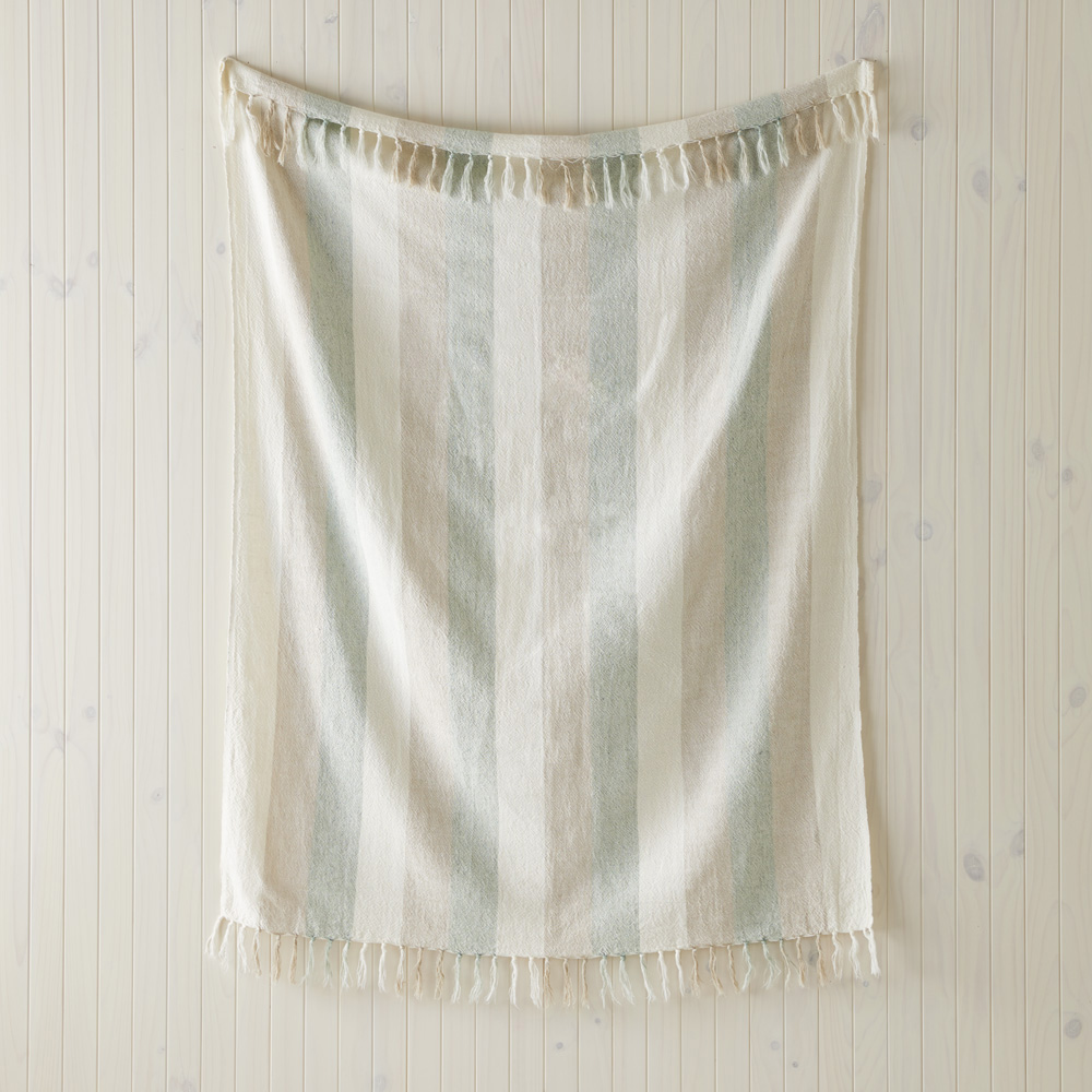 Cabo Natural & Green Stripe Throw