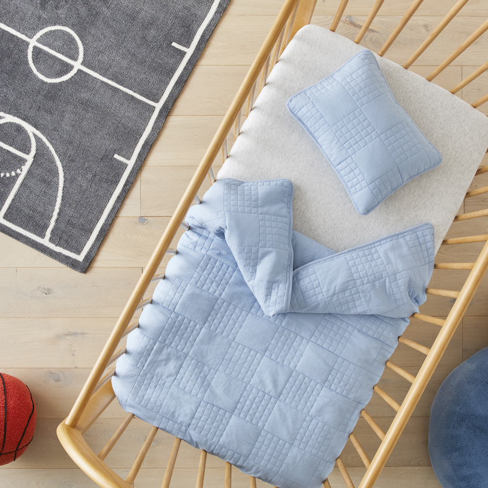 Murphy Powder Blue Quilted Cot Quilt Cover Set