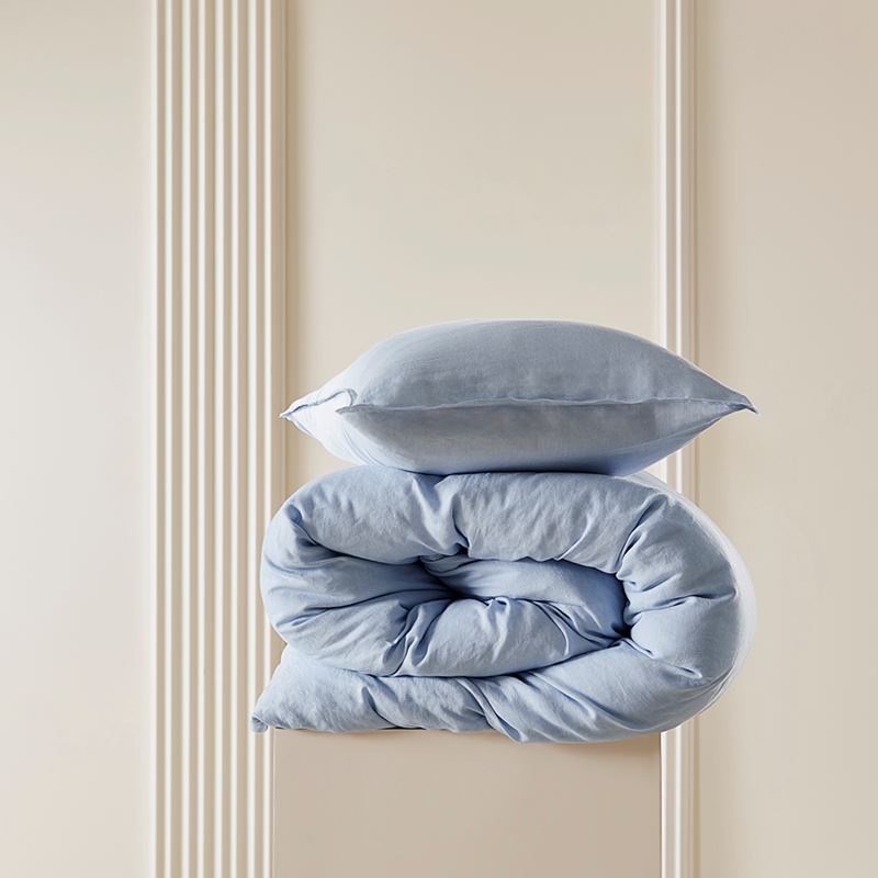 Vintage Washed Linen Dusty Blue Quilt Cover Separates