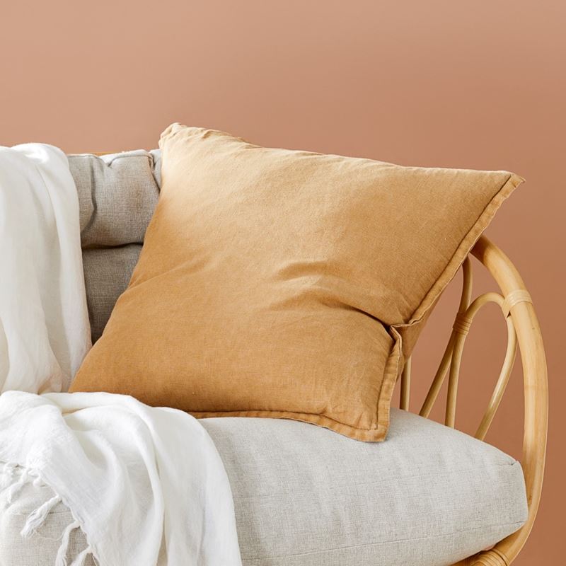 Belgian Tobacco Vintage Washed Linen Cushion