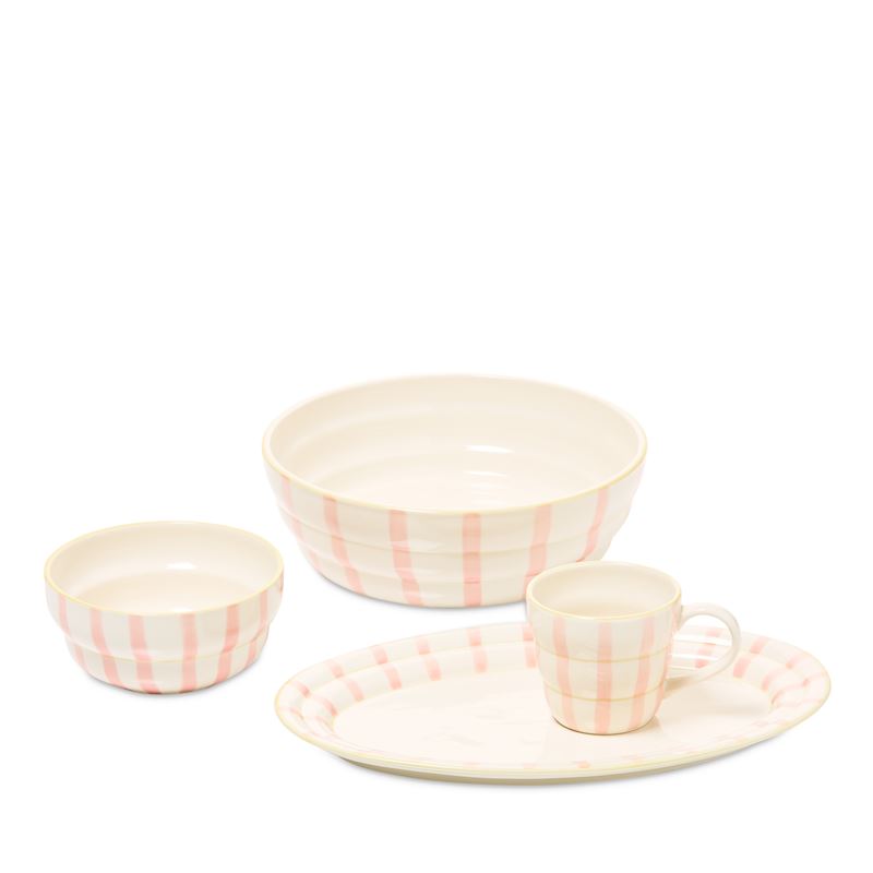 Mediterranean Pink Stripe Oval Platter