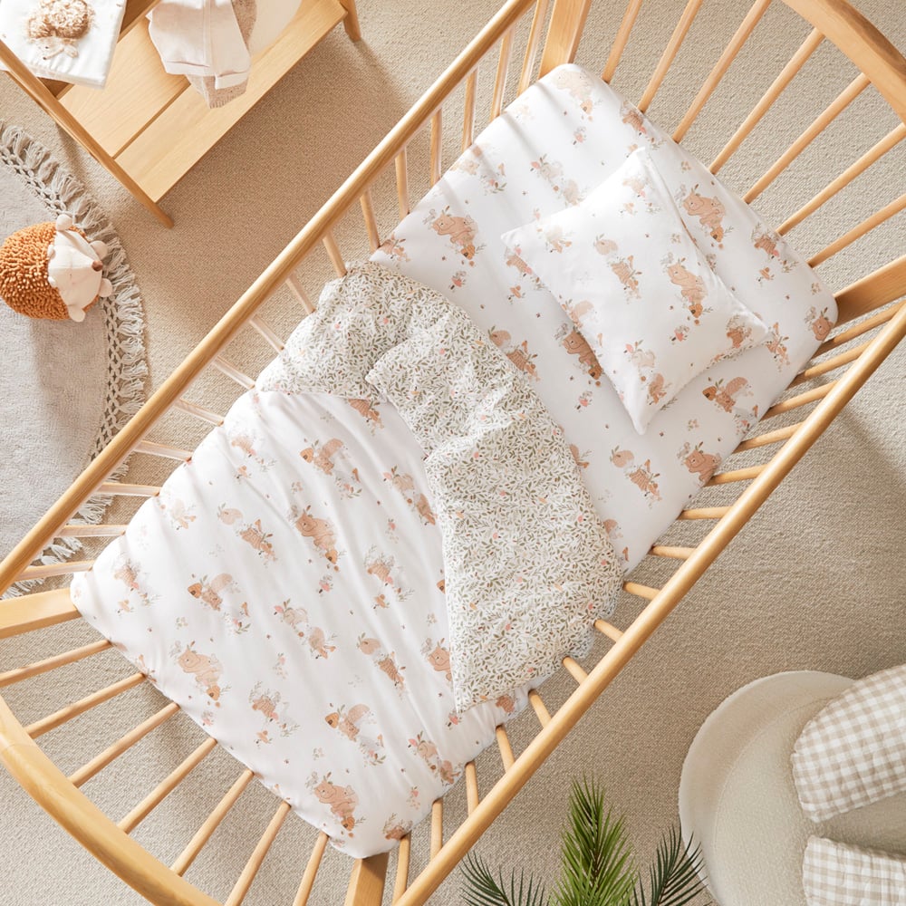 Little Bear & Friends Natural Jersey Cot Quilt Cover Set?