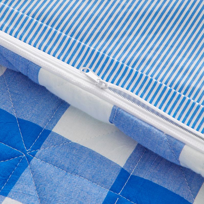 Mickey Gingham Cobalt Quilted Cot Quilt Cover Set