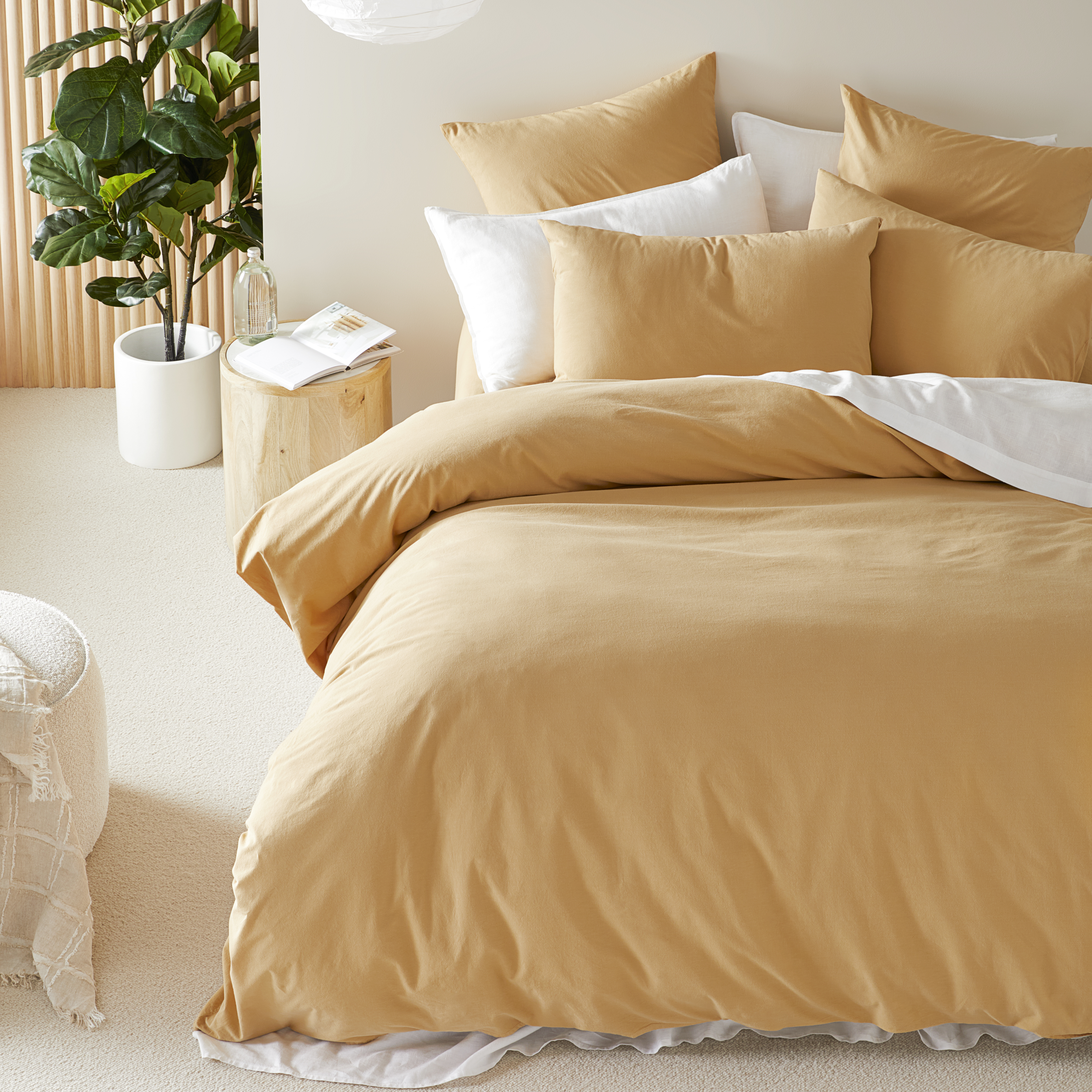 Stonewashed Cotton Gold Quilt Cover