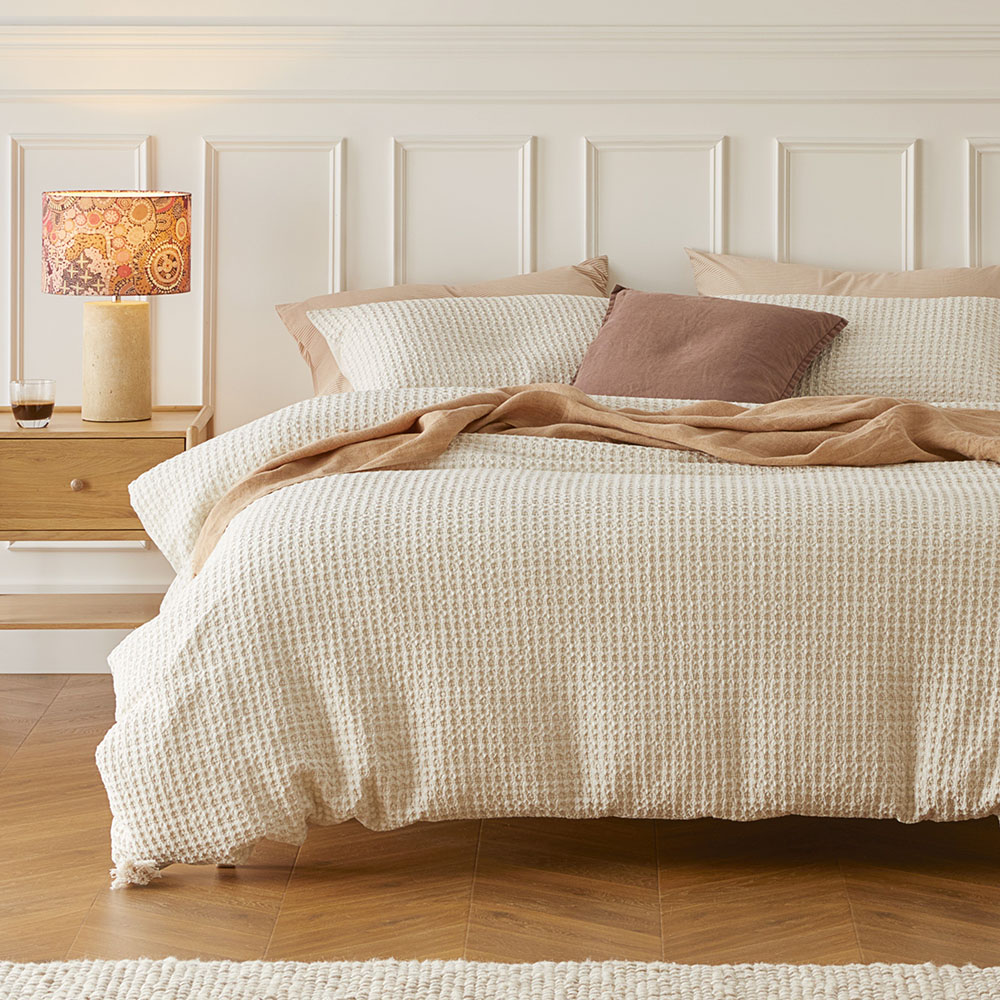 Ren Waffle Oatmeal Quilt Cover Separates