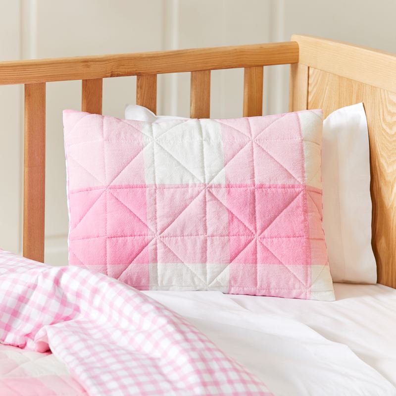 Yarn Dyed Bubblegum Pink Gingham Cot Quilt Cover Set
