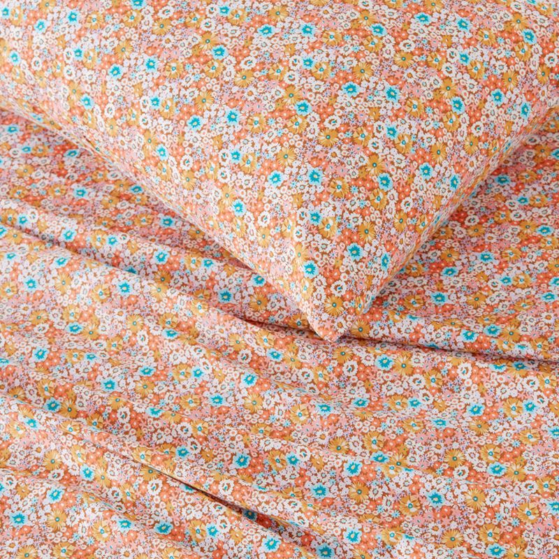 Flower Field Tangerine Printed Sheet Set