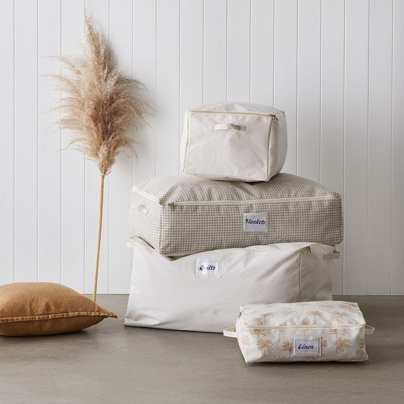 Natural Gingham Storage Bags