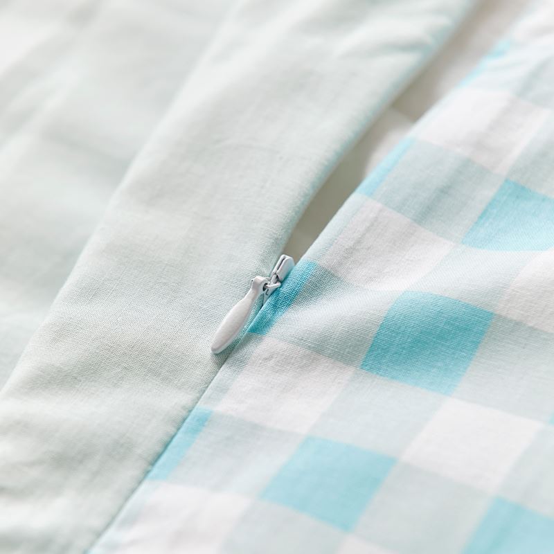 Stonewashed Cotton Gingham Seafoam Cot Quilt Cover Set