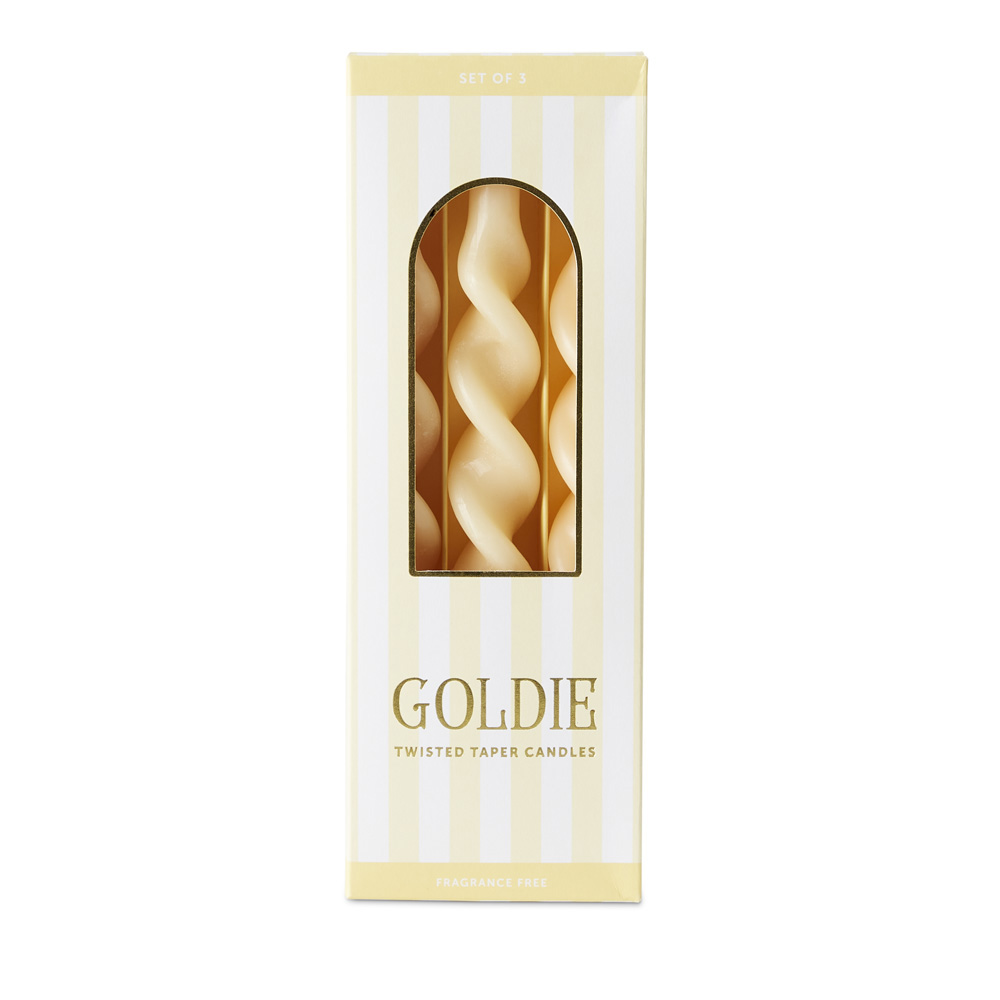 Goldie Lemon Taper Candles 3 Pack