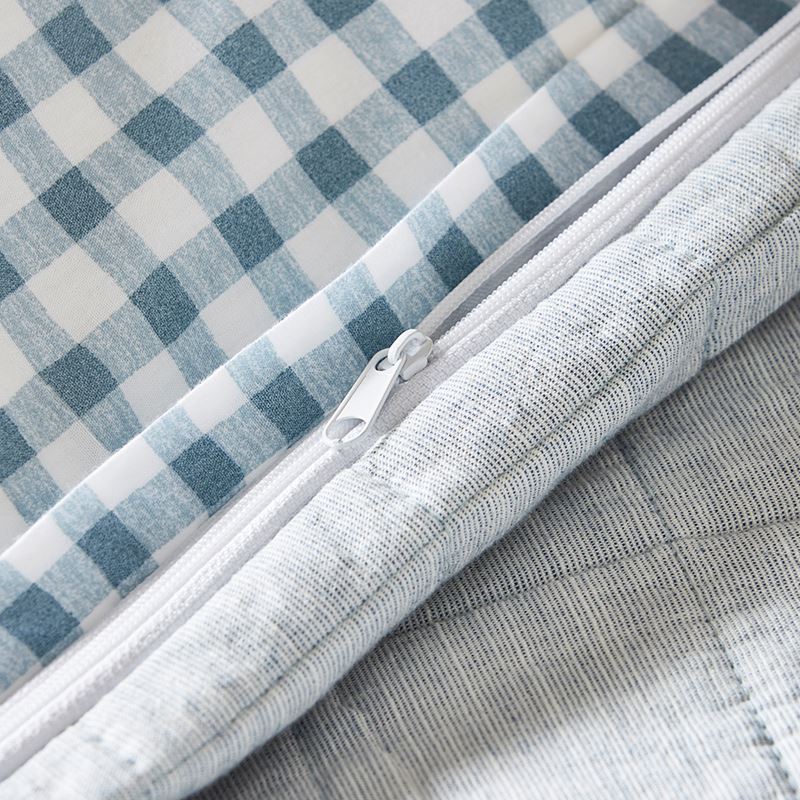 Aston Chambray Quilted Blue Cot Quilt Cover Set