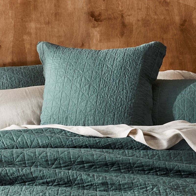 Vintage Washed Linen Cypress Quilted Quilt Cover Separates